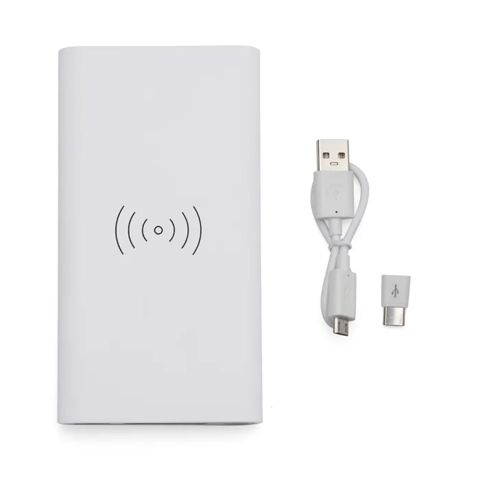 Power Bank 8000mAh Com Carregamento Via Indução Ou Cabo